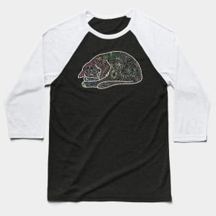 Floral Sleeping Cat Baseball T-Shirt